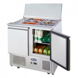 Atosa ESL3800 2 Door Saladette Prep Refrigerator Sliding Lid 300L