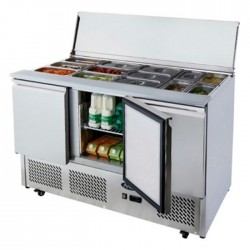 Atosa ESL3850 3 Door Saladette Prep Refrigerator Sliding Lid 380L